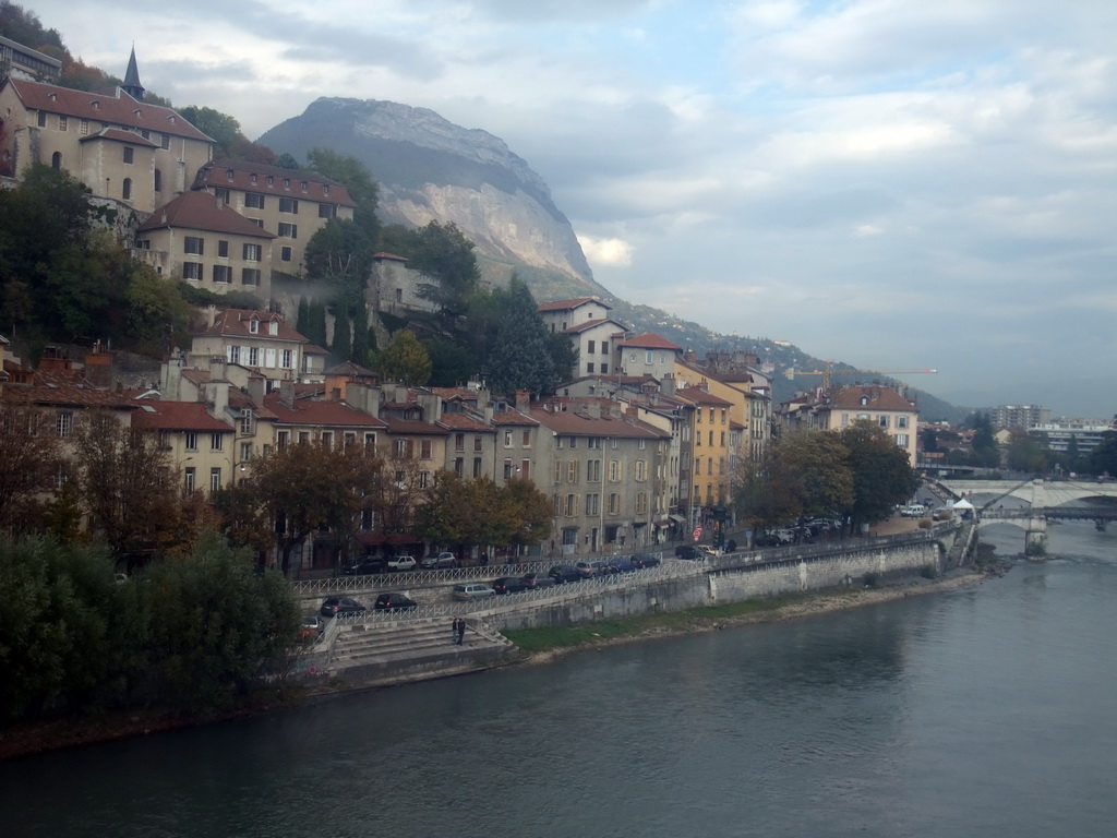 View on the Isère river and the north side of the city from the cable lift from the Bastille