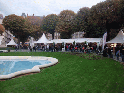 Pool and wine tasting stalls at the Place Victor Hugo square