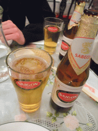 Saigon beer at the Vietnamese restaurant `Kim Ngan`