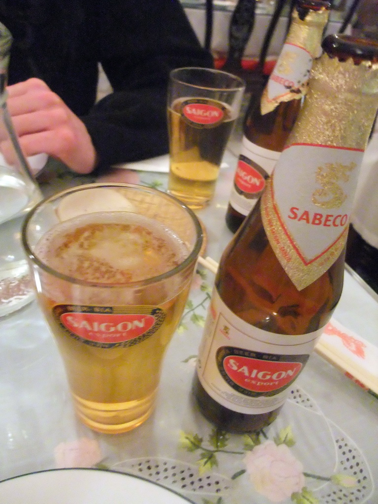 Saigon beer at the Vietnamese restaurant `Kim Ngan`