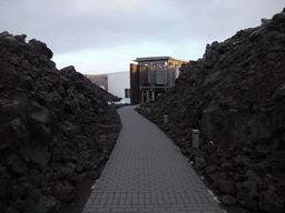 Entrance path to the Blue Lagoon geothermal spa
