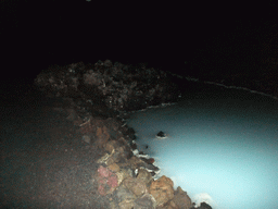 Water just outside the Blue Lagoon geothermal spa, by night