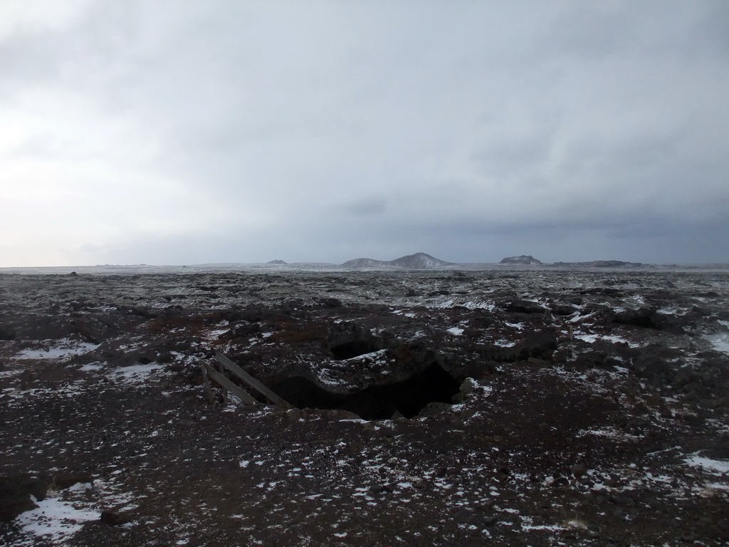 Cave, rocks and mountains near the Blue Lagoon geothermal spa