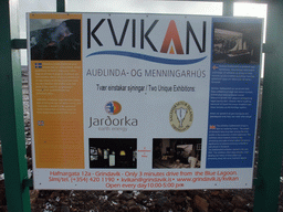 Explanation on two exhibitions in Grindavík, near the Blue Lagoon geothermal spa