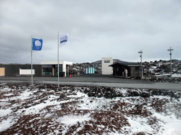 Bus stop and entrance to the Blue Lagoon geothermal spa