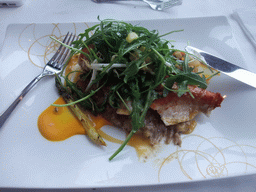 Meat and vegetables at the LAVA Restaurant at the Blue Lagoon geothermal spa