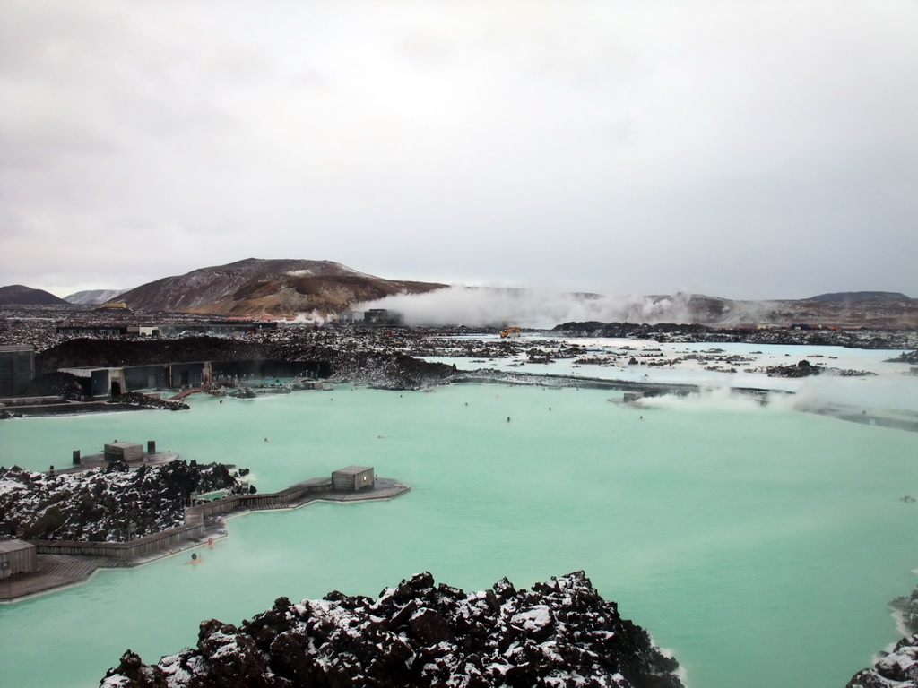 Overview of the Blue Lagoon geothermal spa and the Svartsengi Power Station, from the top of the LAVA Restaurant