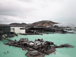 Overview of the Blue Lagoon geothermal spa and the Svartsengi Power Station, from the top of the LAVA Restaurant