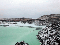 Overview of the Blue Lagoon geothermal spa, from the top of the LAVA Restaurant