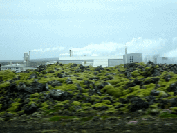 The Svartsengi Power Station, viewed from the rental car on the Grindavíkurvegur road