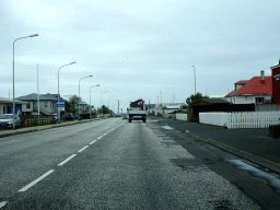 The Vikurbraut street, viewed from the rental car