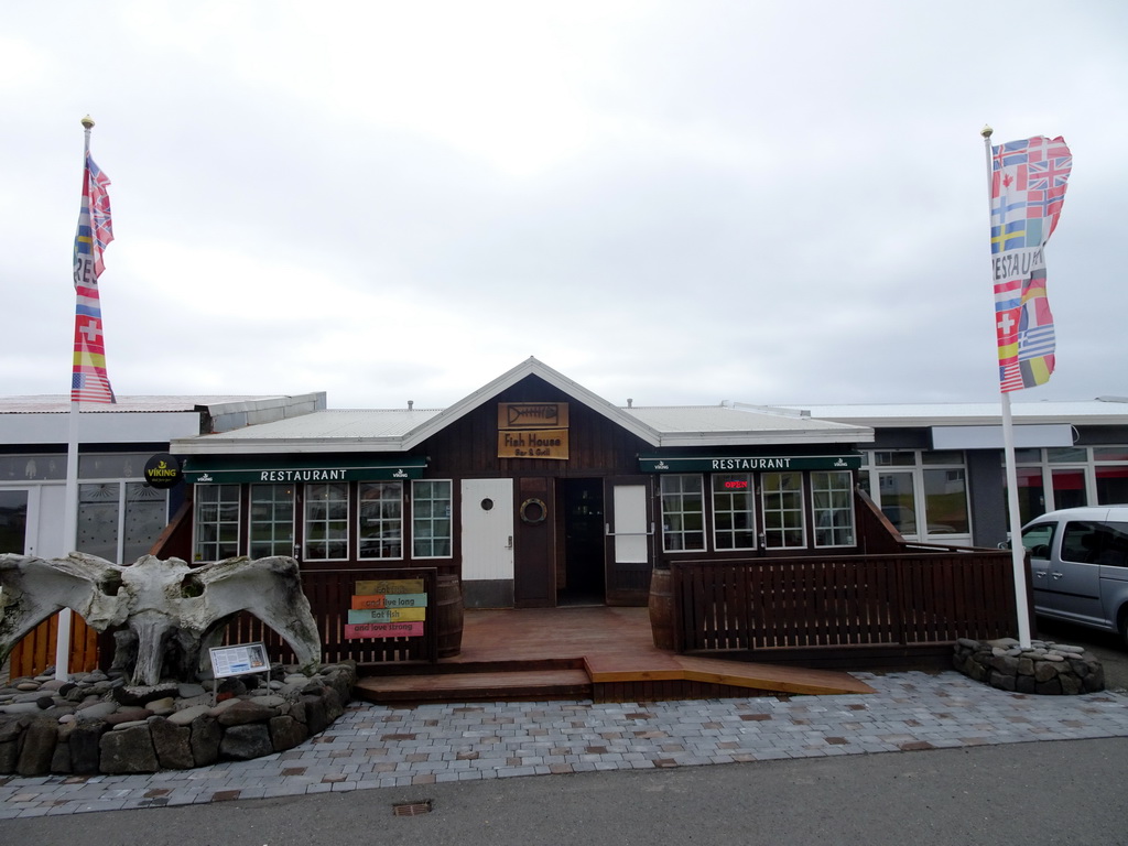 Front of the Fish House restaurant at the Hafnargata street