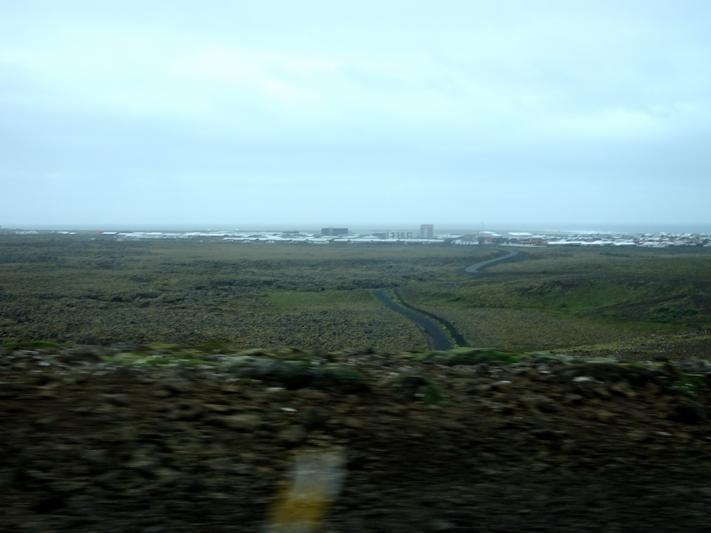 The north side of town, viewed from the rental car on the Nordurljosavegur road