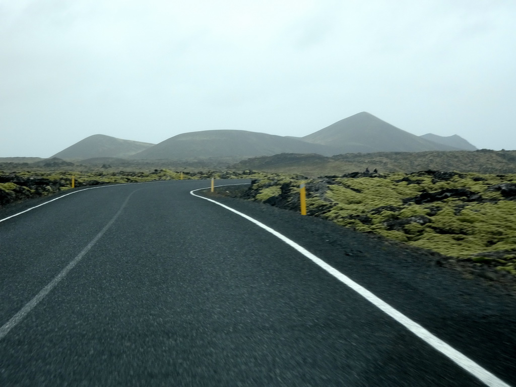 The Nordurljosavegur road, viewed from the rental car