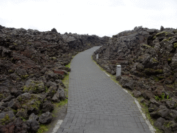 Entrance path to the Blue Lagoon geothermal spa