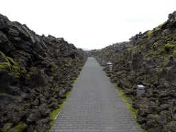 Entrance path to the Blue Lagoon geothermal spa