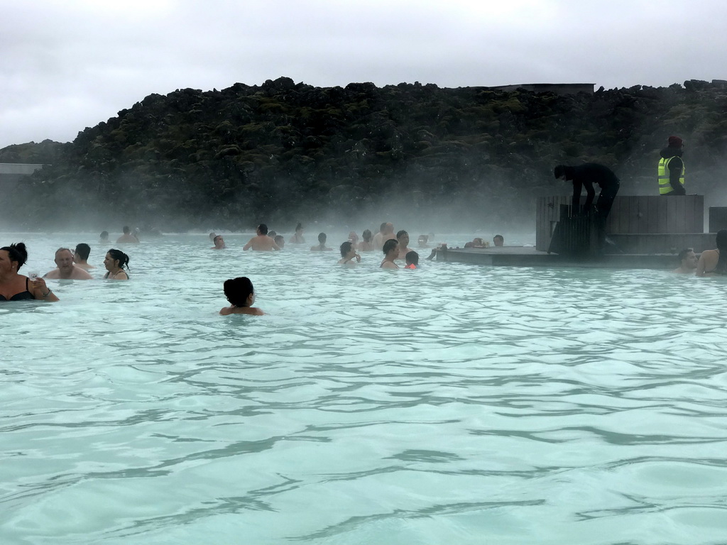 Miaomiao, Max and Miaomiao`s parents in the Blue Lagoon geothermal spa