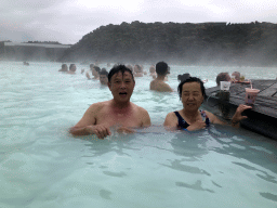 Miaomiao`s parents in the Blue Lagoon geothermal spa