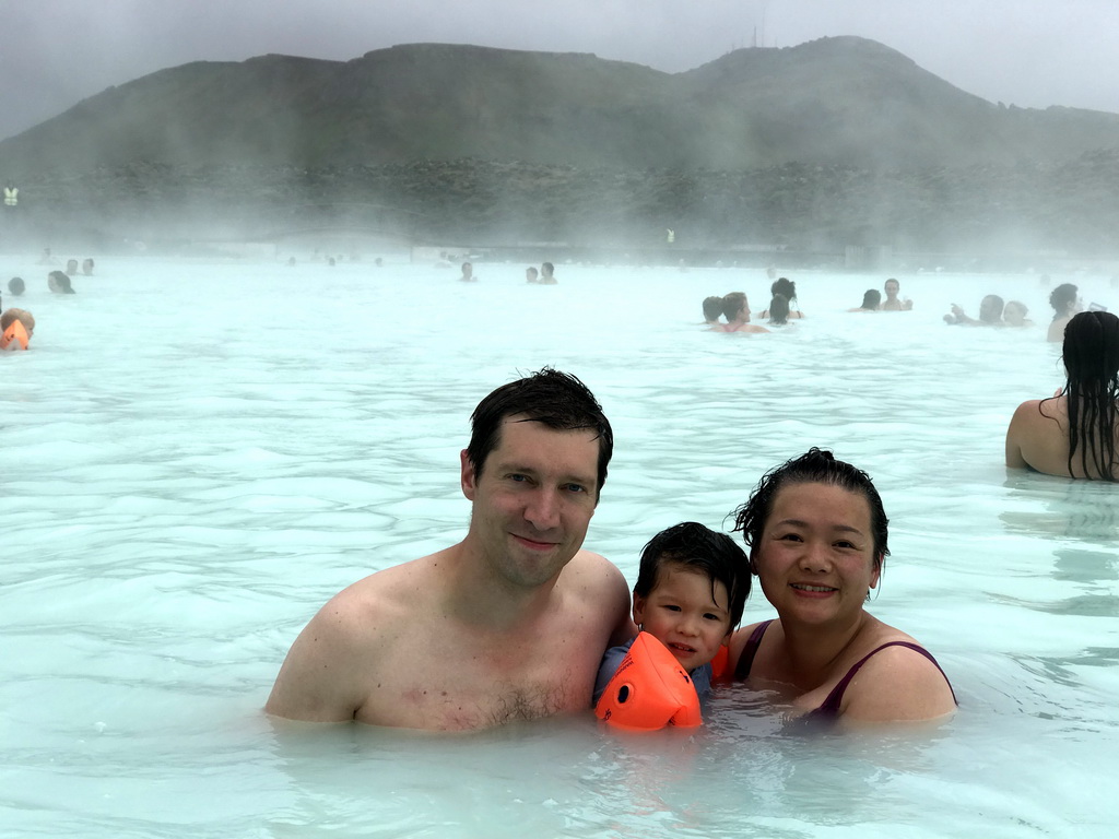 Tim, Miaomiao and Max in the Blue Lagoon geothermal spa