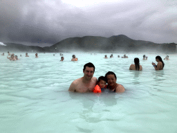 Tim, Miaomiao and Max in the Blue Lagoon geothermal spa
