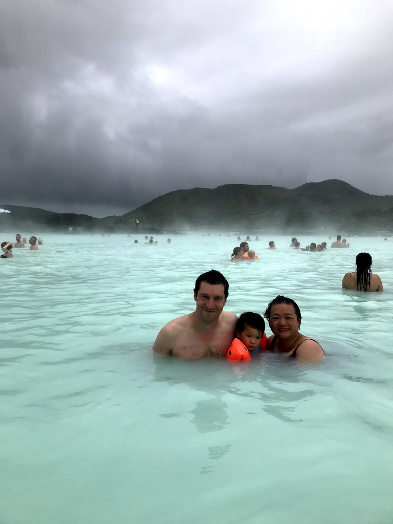 Tim, Miaomiao and Max in the Blue Lagoon geothermal spa