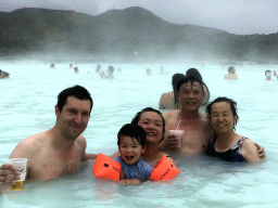 Tim, Miaomiao, Max and Miaomiao`s parents in the Blue Lagoon geothermal spa