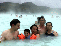 Tim, Miaomiao, Max and Miaomiao`s parents in the Blue Lagoon geothermal spa