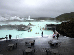 The Blue Lagoon geothermal spa, viewed from the upper floor of the main building