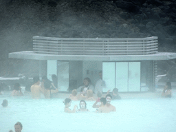 Facial mask area at the Blue Lagoon geothermal spa, viewed from the upper floor of the main building
