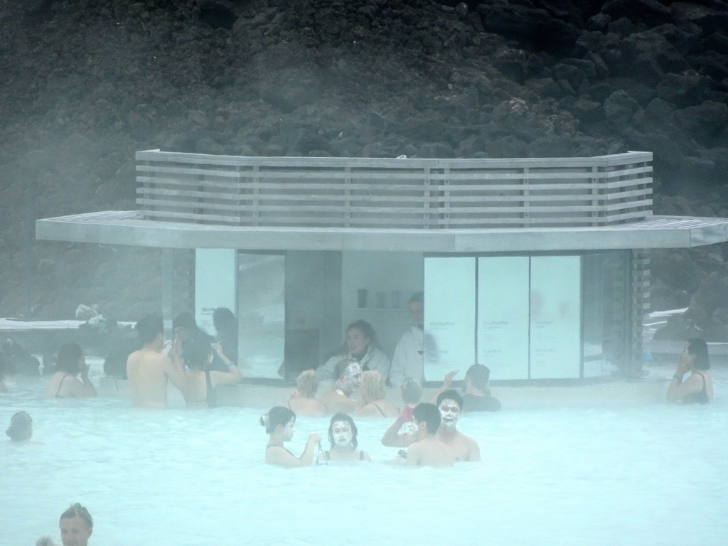 Facial mask area at the Blue Lagoon geothermal spa, viewed from the upper floor of the main building