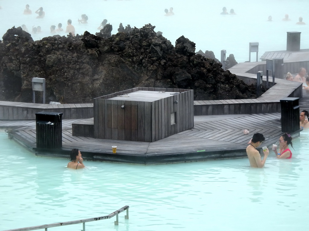 The Blue Lagoon geothermal spa, viewed from the upper floor of the main building