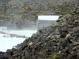 Back side of the Blue Lagoon geothermal spa, viewed from the upper floor of the main building