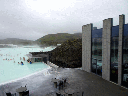 The Blue Lagoon geothermal spa, viewed from the upper floor of the main building