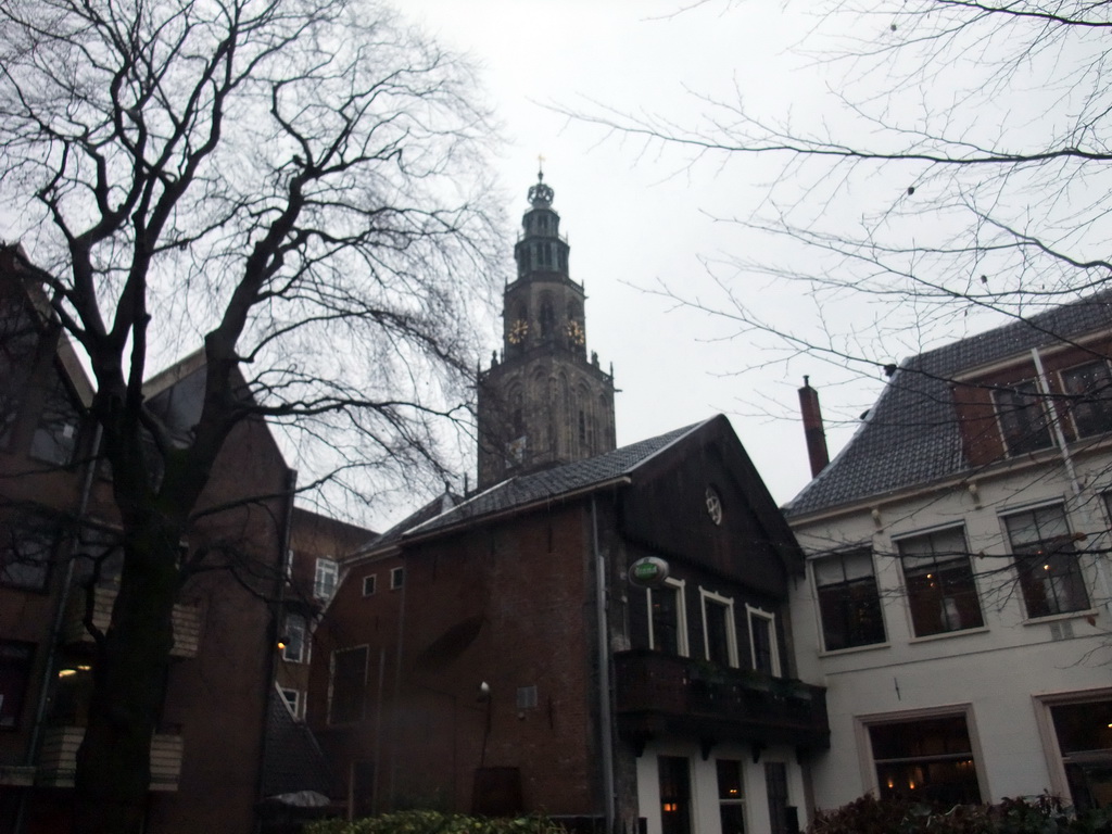 The Martinitoren tower, viewed from the Engelenpoortje street