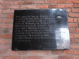Inscription about the Carillon of the Martinitoren tower