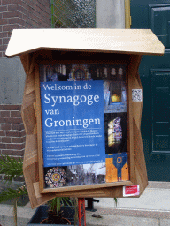 Sign in front of the Groningen Synagogue at the Folkingestraat street