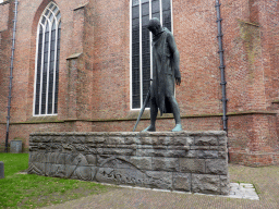 Monument `Sint-Joris en de draak` at the north side of the Martinikerk church, at the Martinikerkhof square