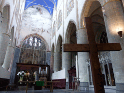 Apse with cross and altar, and the choir with organ of the Martinikerk church, viewed from the east side of the ambulatory