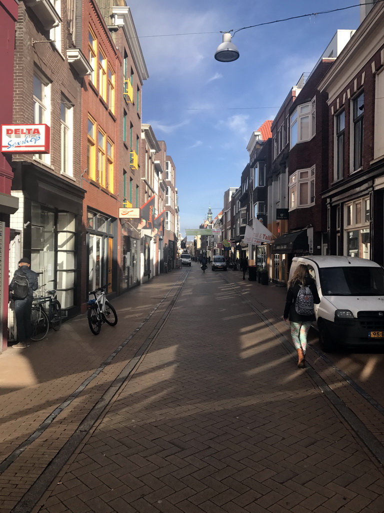 The Folkingestraat street and the tower of the Academiegebouw building