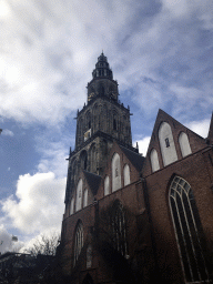 The southeast side of the Martinikerk church and the Martinitoren tower, viewed from the Martinikerkhof square
