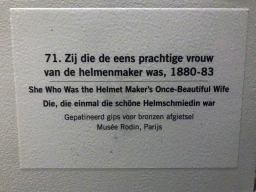 Explanation on the sculpture `She Who Was the Helmet Maker`s Once-Beautiful Wife` by Auguste Rodin, at the Lower Floor of the Groninger Museum