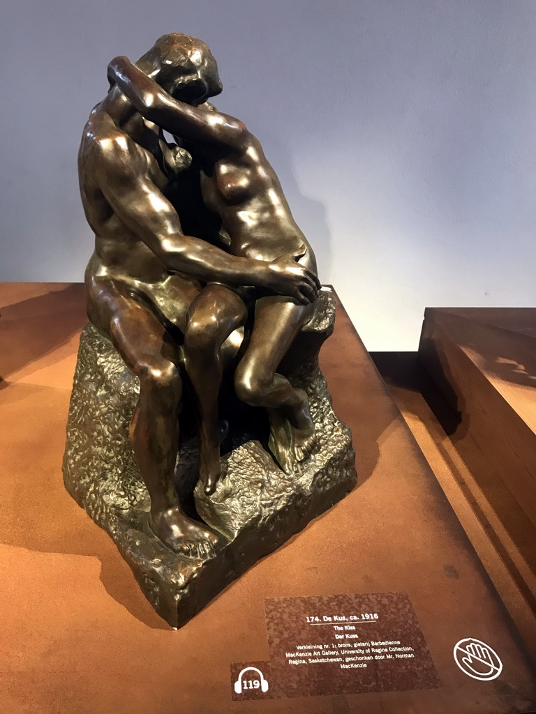 Sculpture `The Kiss`, at the Upper Floor of the Groninger Museum