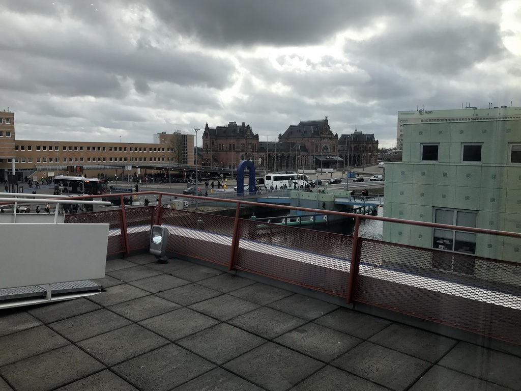 The Verbindingskanaal canal and the Groningen Railway Station, viewed from the Upper Floor of the Groninger Museum