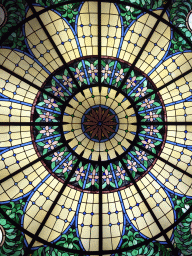 Stained glass window in the ceiling of the lobby of the Holiday Inn Guildford hotel