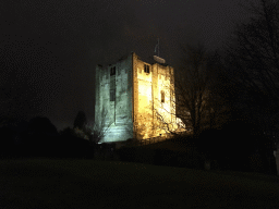 The northeast side of Guildford Castle, viewed from Castle Street, by night