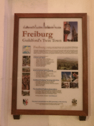 Information on Guildford`s twin town Freiburg, by night