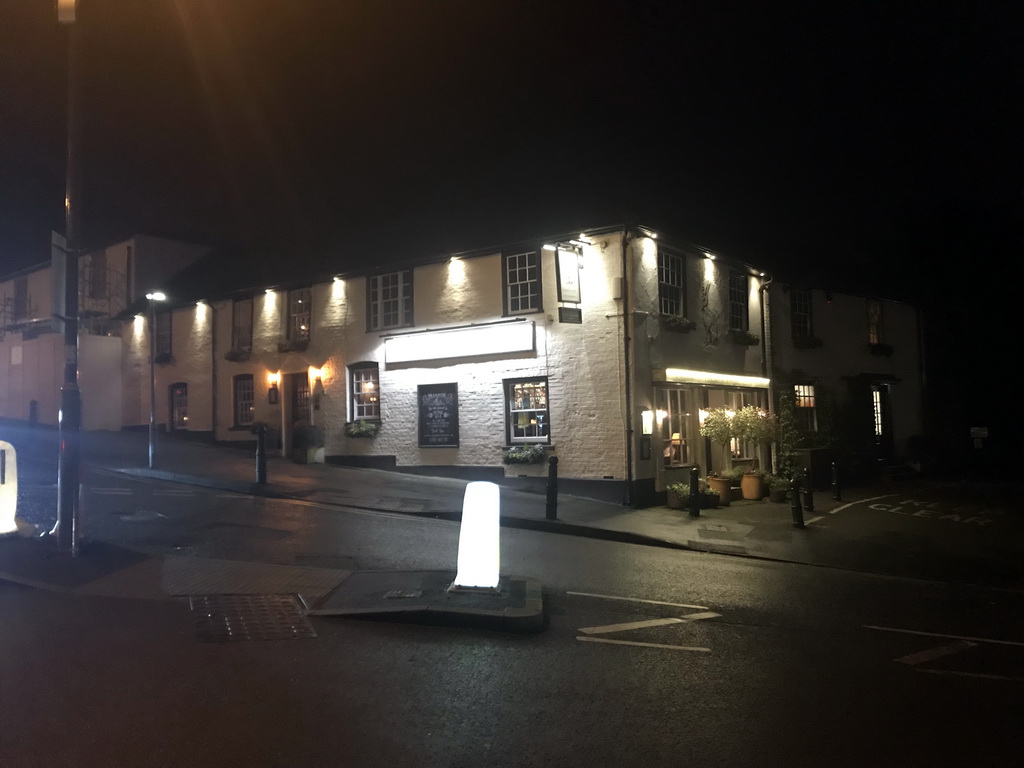 Front of the March Hare restaurant at South Hill, by night