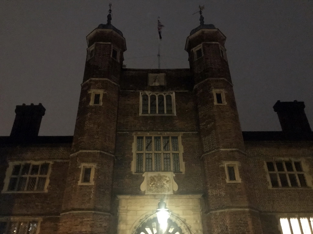 Facade of Abbot`s Hospital at High Street, by night