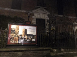 Sign at the front of the Holy Trinity Church at High Street, by night