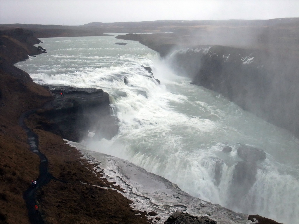 The Gullfoss waterfall, viewed from the upper viewpoint